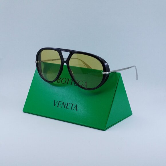 Bottega Veneta BV1274S 002 Aviator Sunglasses - Black / Mustard main image 4